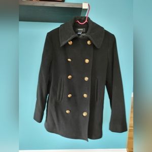 Black Pea Coat, women's medium